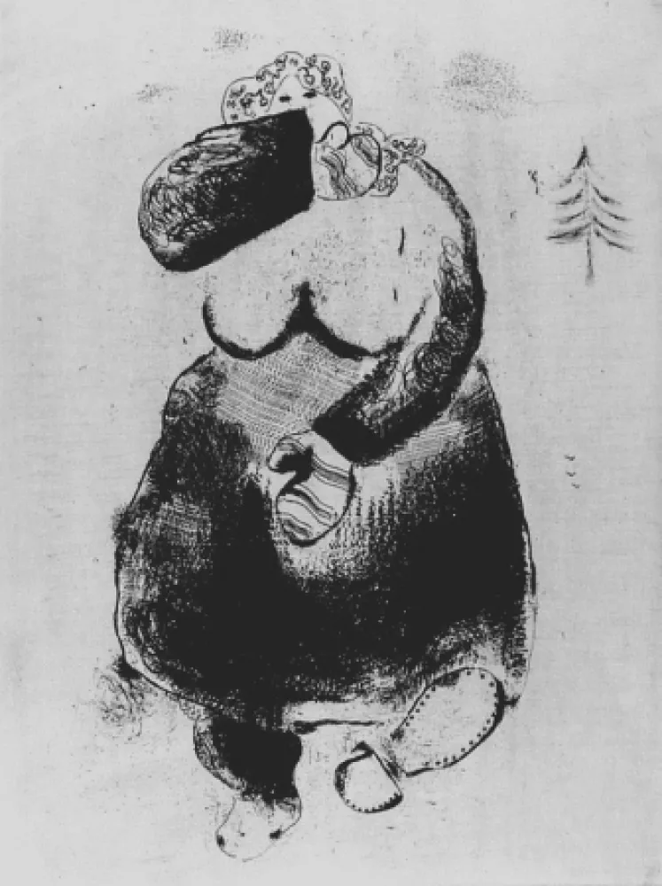 蚀刻版画 Chagall - La femme moineau