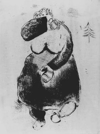 蚀刻版画 Chagall - La femme moineau