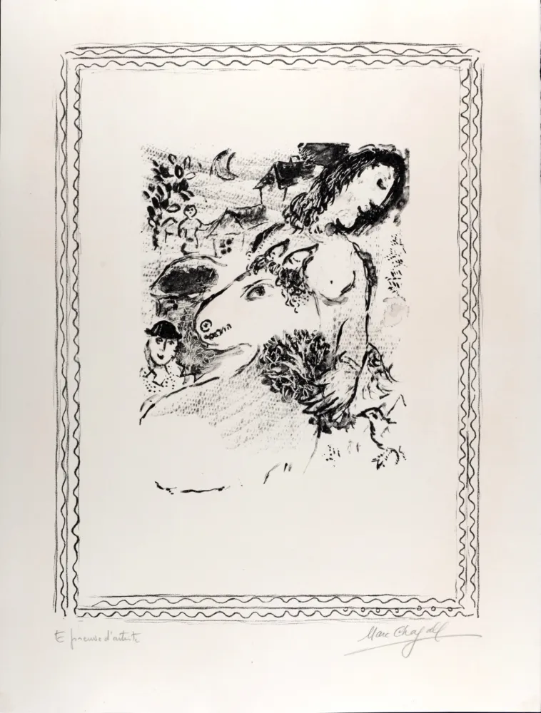 石版画 Chagall - La Fermière à l'âne, c. 1971 - Hand-signed