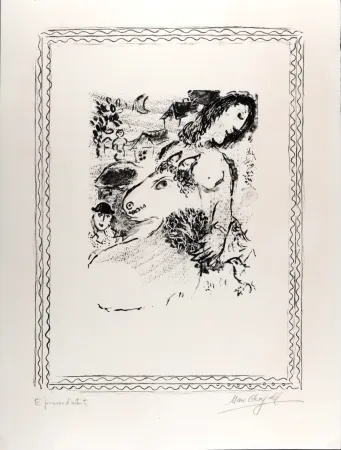 石版画 Chagall - La Fermière à l'âne, c. 1971 - Hand-signed