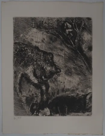 版画 Chagall - La fuite (L'ours et les deux compagnons)