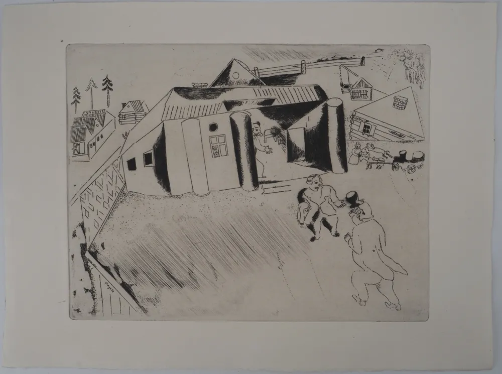 版画 Chagall - La maison de Sobakévitch