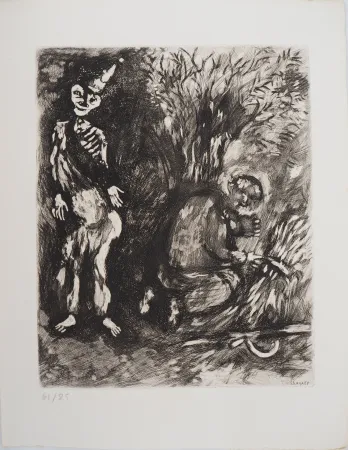 版画 Chagall - La mort et le bucheron
