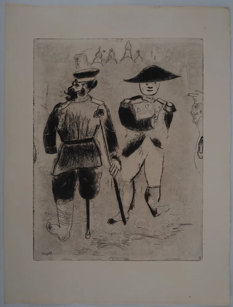 版画 Chagall - La rencontre avec Napoléon (Kopéikine et Napoléon)