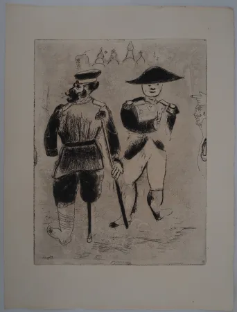 版画 Chagall - La rencontre avec Napoléon (Kopéikine et Napoléon)