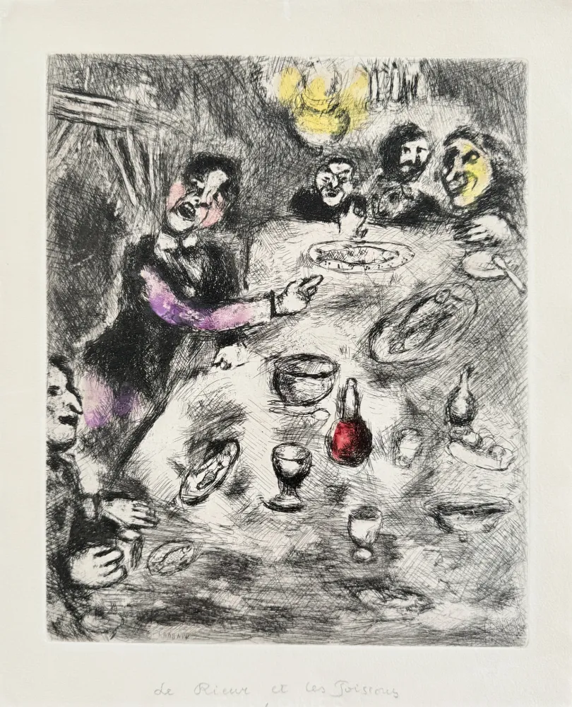 蚀刻版画 Chagall - La Rieur et Les Poissons
