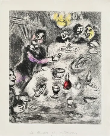 蚀刻版画 Chagall - La Rieur et Les Poissons