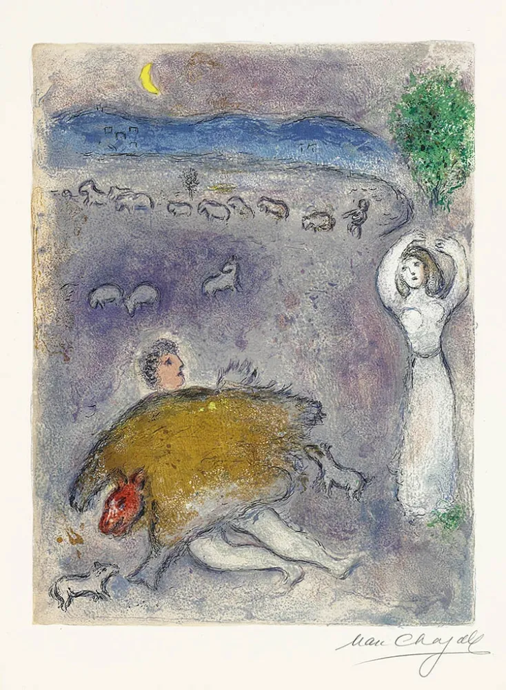 石版画 Chagall - La Ruse de Dorcon (Dorcon's Strategy)