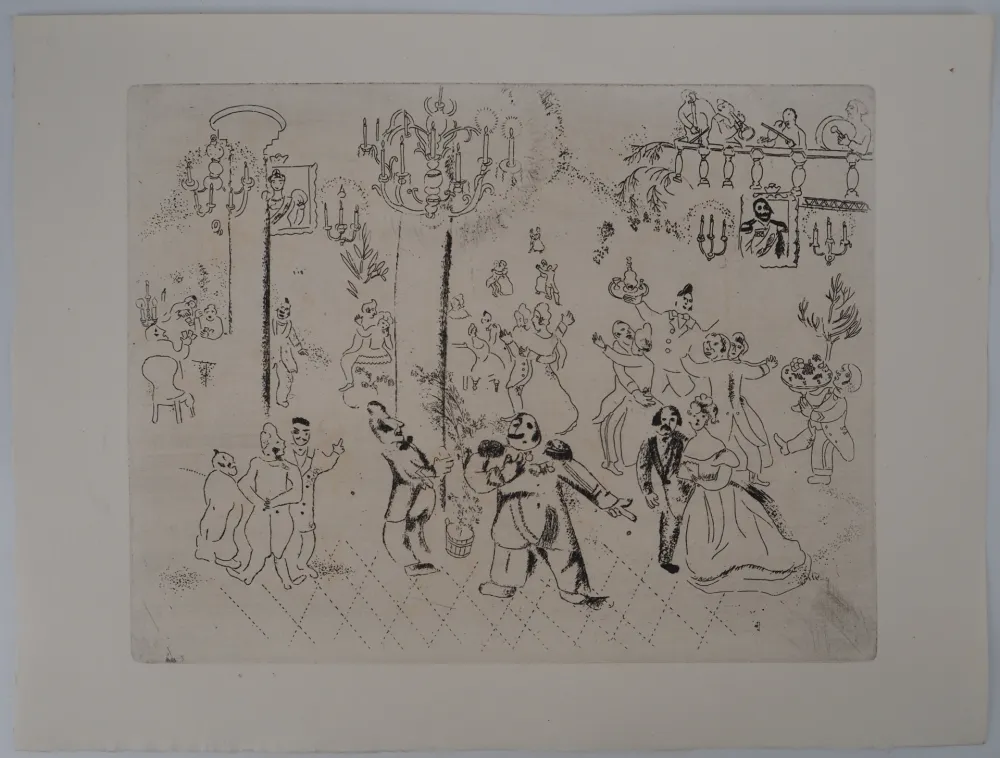 版画 Chagall - La soirée chez le gouverneur