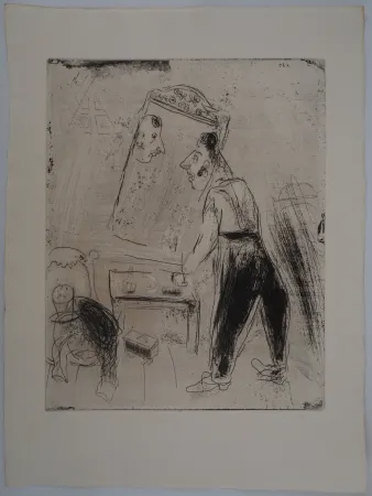 版画 Chagall - La toilette de Tchitchikov