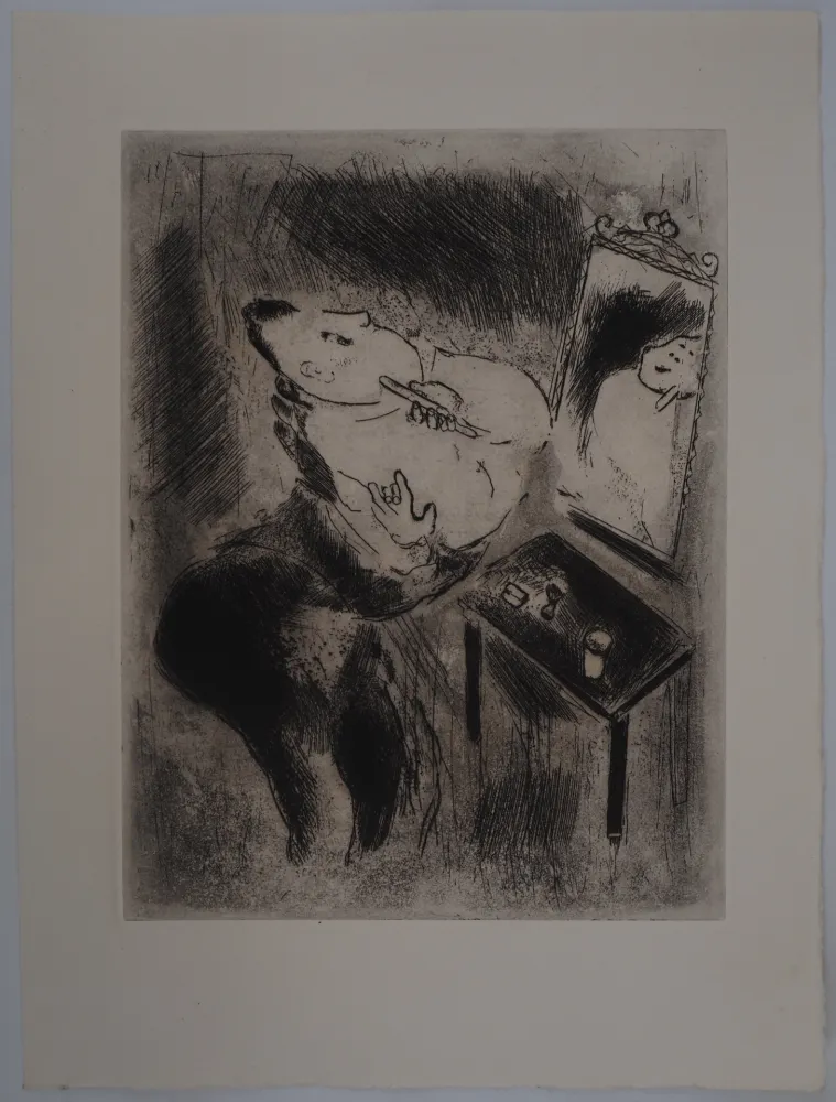 版画 Chagall - La toilette (Tchitchikov se rase)