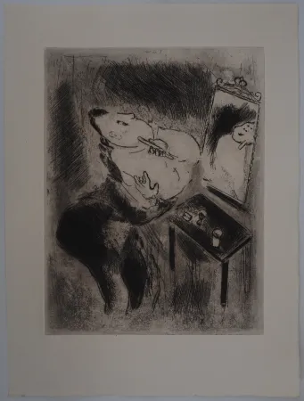 版画 Chagall - La toilette (Tchitchikov se rase)