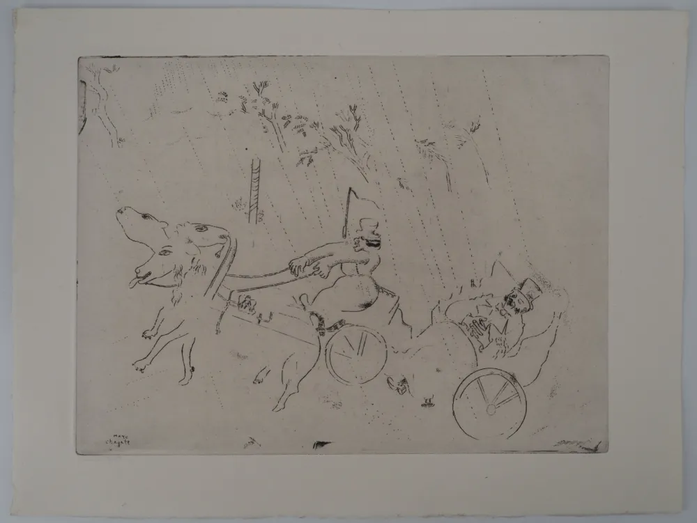 版画 Chagall - L'accident de calèche (La britchka s'est renversée)