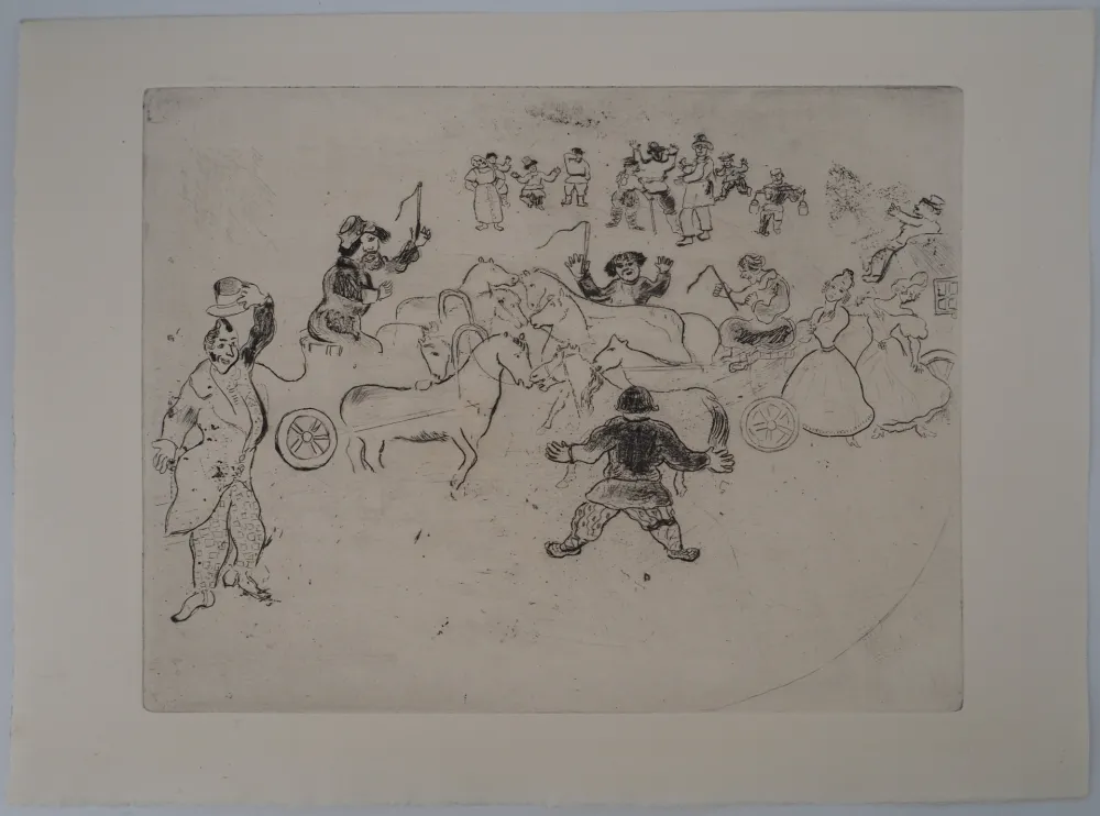 版画 Chagall - L'accident de la circulation (Collusion en chemin)