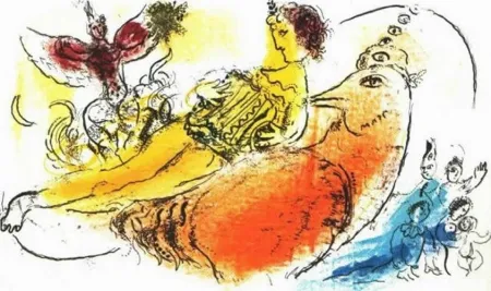 石版画 Chagall - L'Accordeoniste