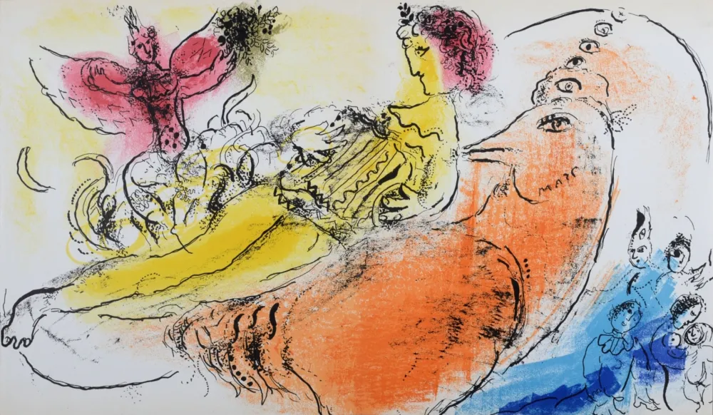 石版画 Chagall - L'Accordéoniste