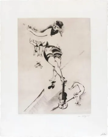 蚀刻版画 Chagall - L'acrobate au violon