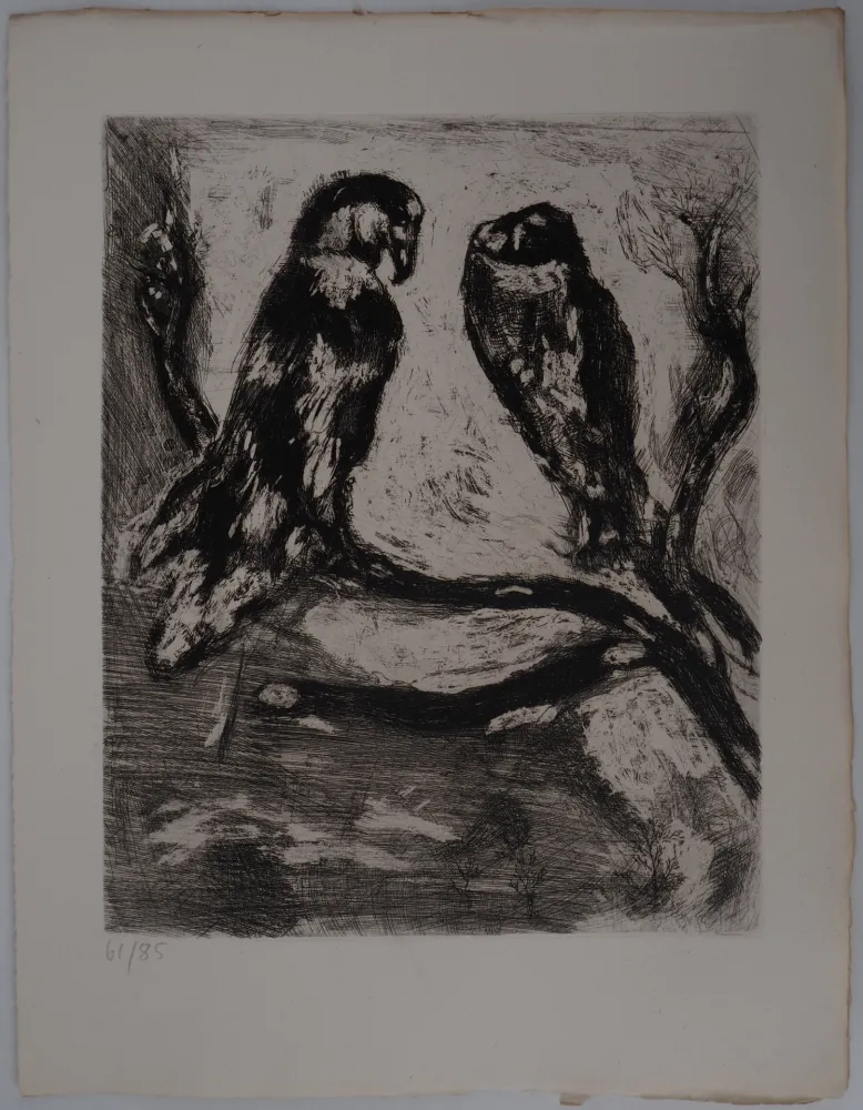版画 Chagall - L'aigle et le hibou