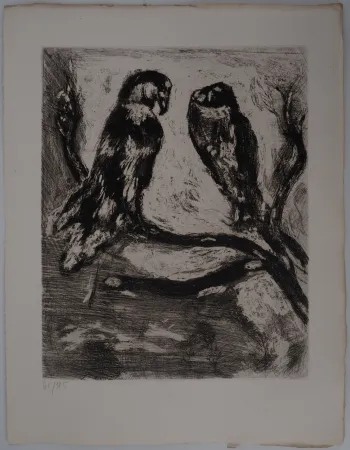 版画 Chagall - L'aigle et le hibou