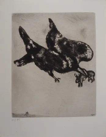 版画 Chagall - L'Aigle, la Lapin et le Coléoptère (L'Aigle et l'Escarbot)