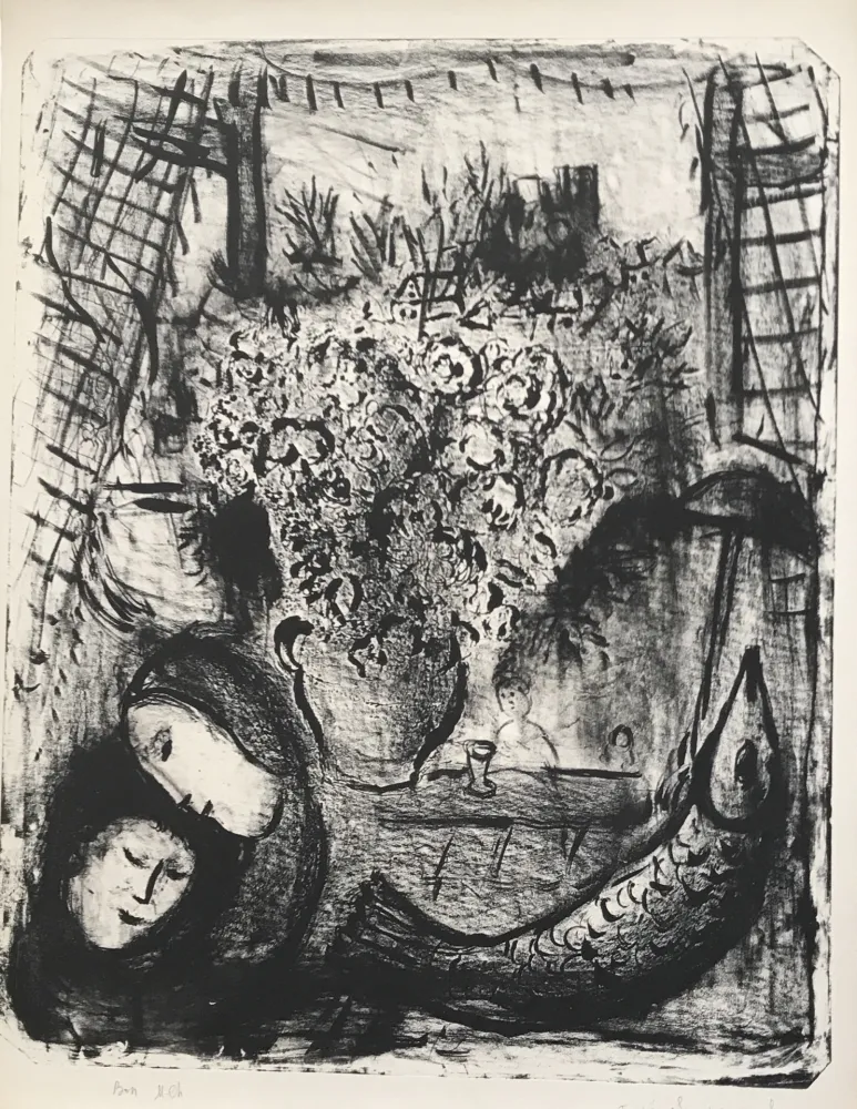 石版画 Chagall - Landscape 2nd state (Paysage 2e état)