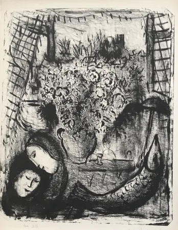 石版画 Chagall - Landscape 2nd state (Paysage 2e état)