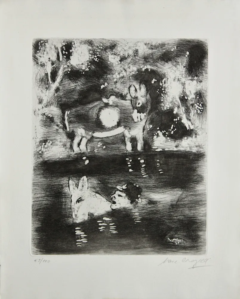 版画 Chagall - L'Ane chargé d'eponges et l'Ane chargé de sel