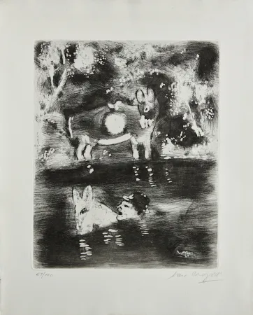 版画 Chagall - L'Ane chargé d'eponges et l'Ane chargé de sel