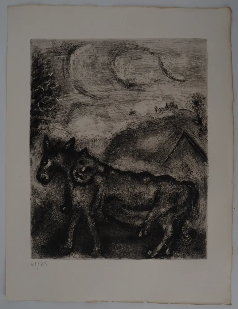 版画 Chagall - L'âne et le lion (L'âne vêtu de la peau du lion)