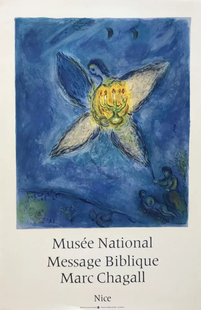 石版画 Chagall - '' L'Ange au Chandelier ''