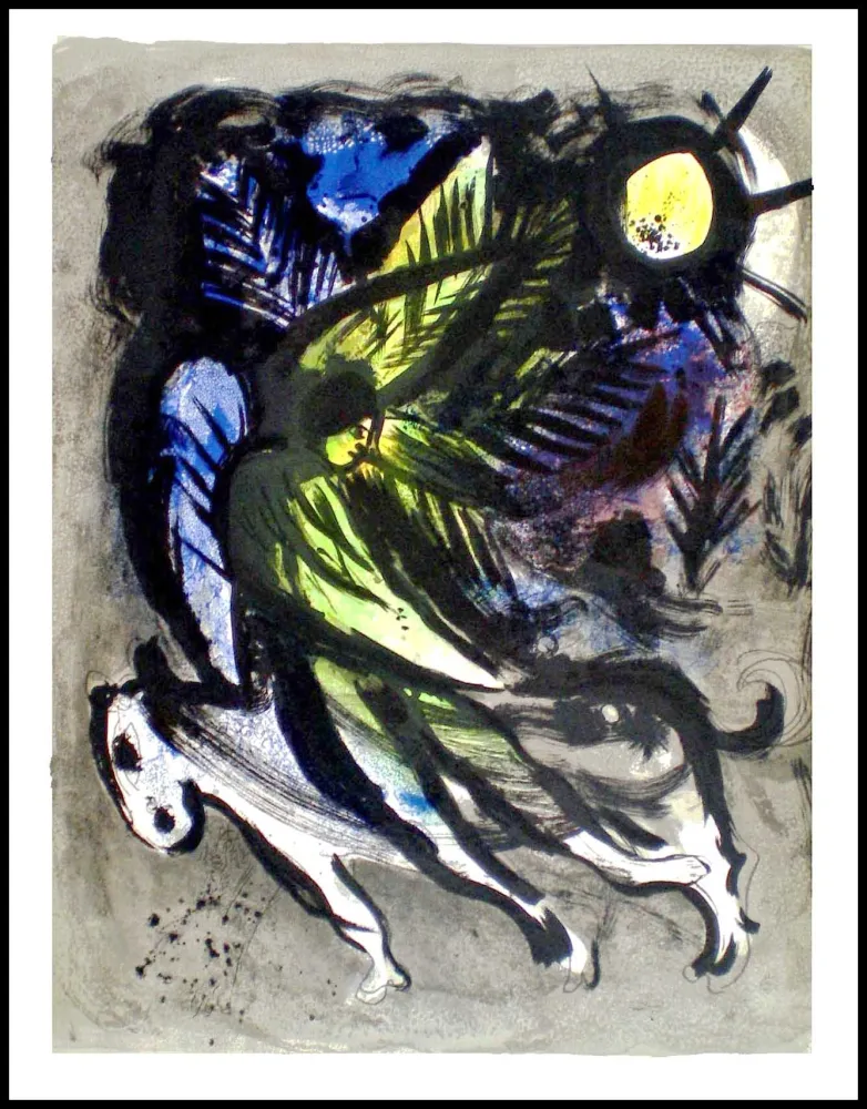 石版画 Chagall - L'ANGE SURVOLANT LA FORET