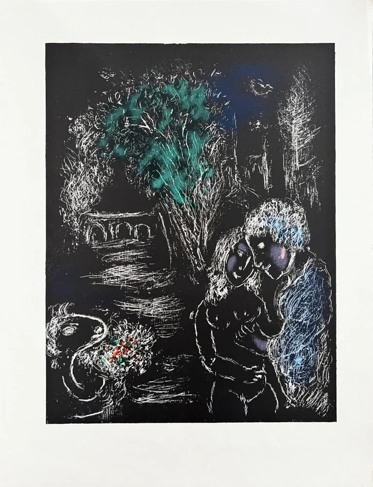 石版画 Chagall - L'Arbre Vert aux Amoureux