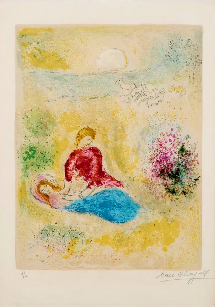 石版画 Chagall - L'arondelle - Signed Daphnis et Chloé