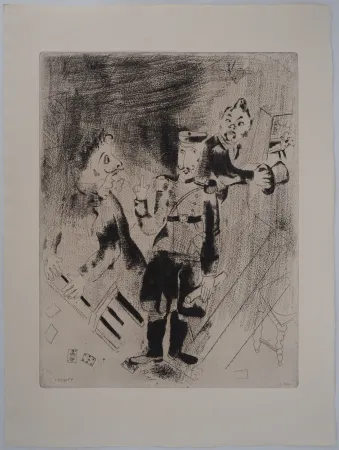 版画 Chagall - L'arrestation (Apparition des policiers)