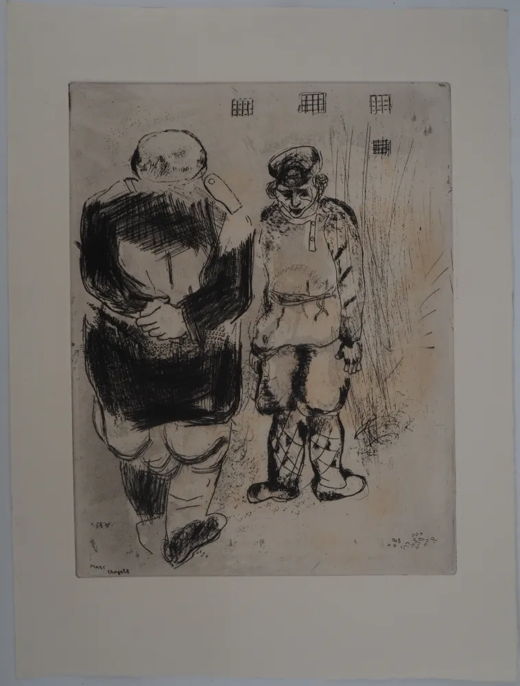 版画 Chagall - L'arrestation (L'homme sans passeport devant le capitaine Ispravnik)
