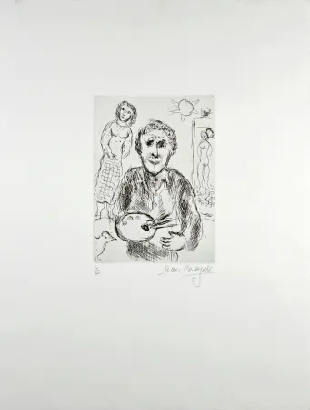 版画 Chagall - L’Artiste et son modèle