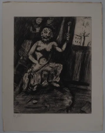 版画 Chagall - L'atelier du sculpteur (Le statuaire et la statue de Jupiter)