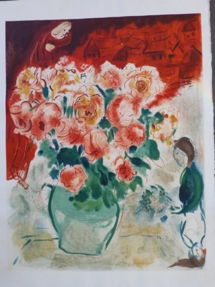 石版画 Chagall - Le bouquet 