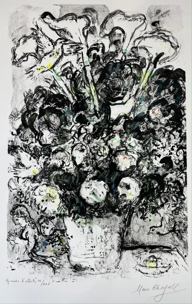 石版画 Chagall - LE BOUQUET BLANC