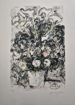 石版画 Chagall - Le Bouquet Blanc