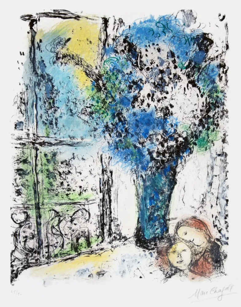 石版画 Chagall - Le Bouquet Bleu (The Blue Bouquet)
