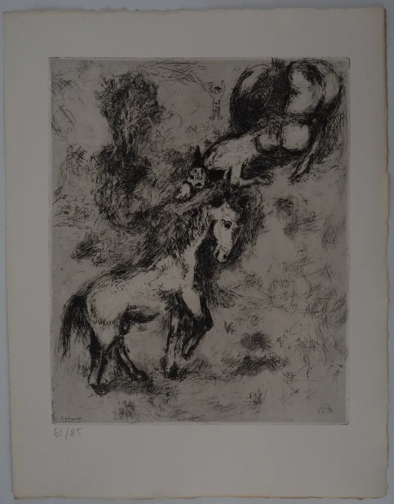 版画 Chagall - Le cheval et l'âne