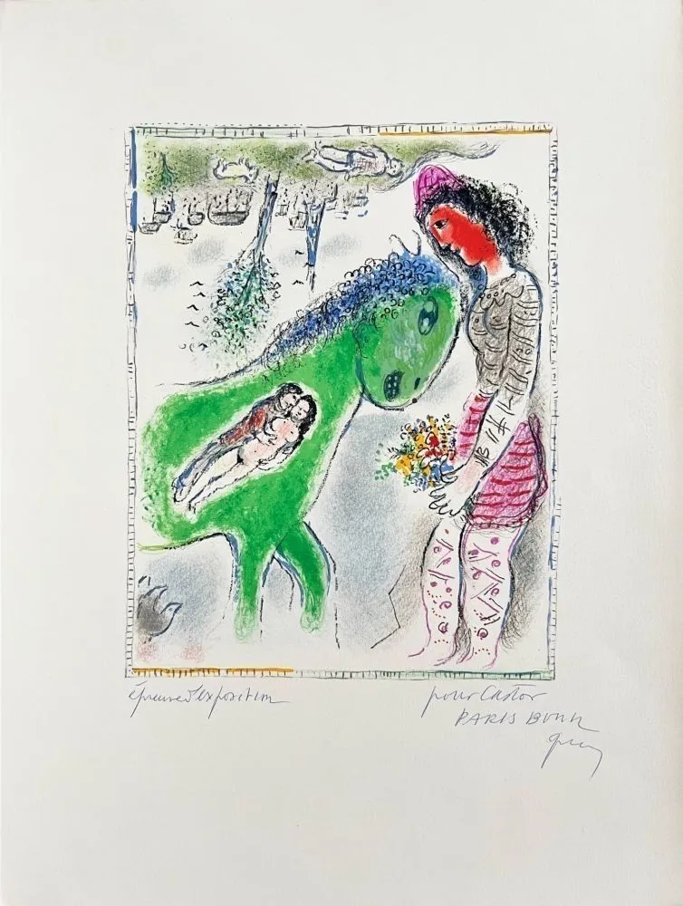 石版画 Chagall - Le Cheval Vert