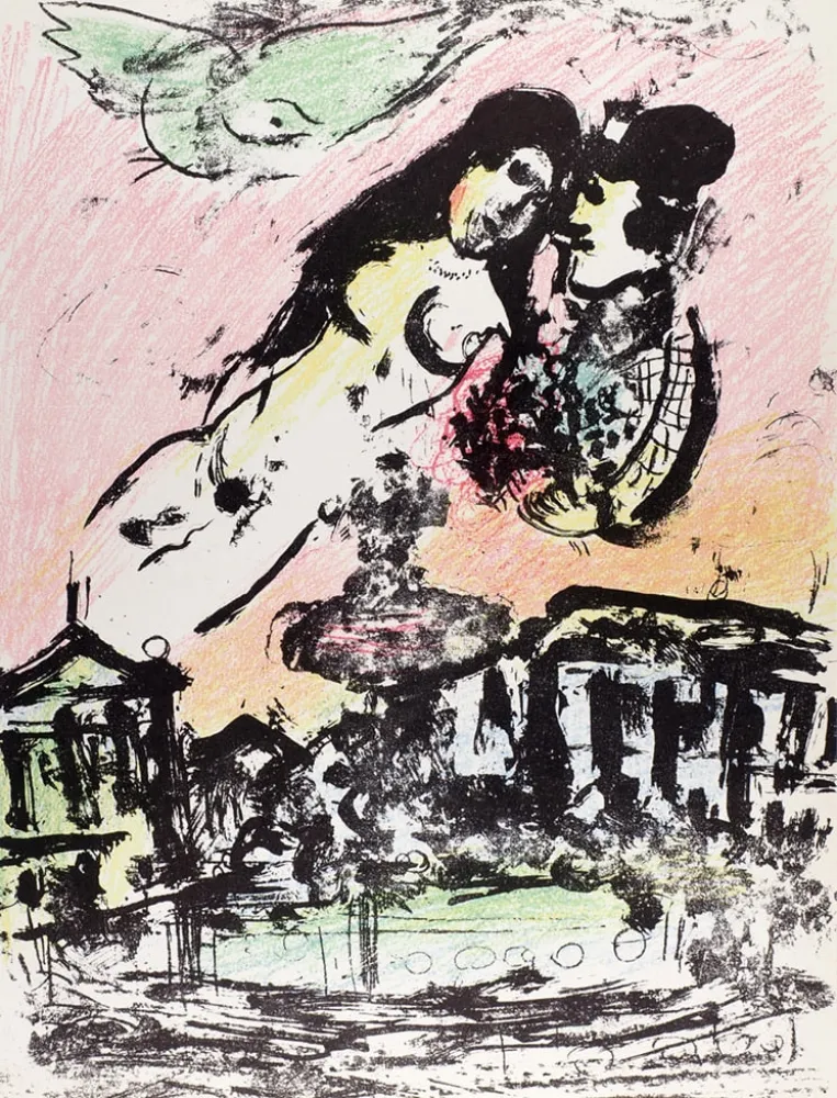 石版画 Chagall - Le ciel amoureux