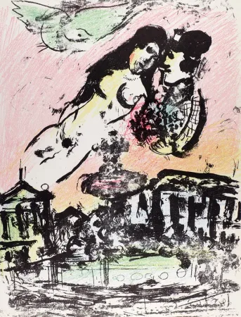 石版画 Chagall - Le ciel amoureux