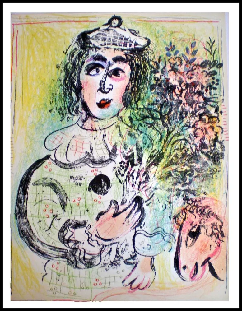 石版画 Chagall - LE CLOWN FLEURI