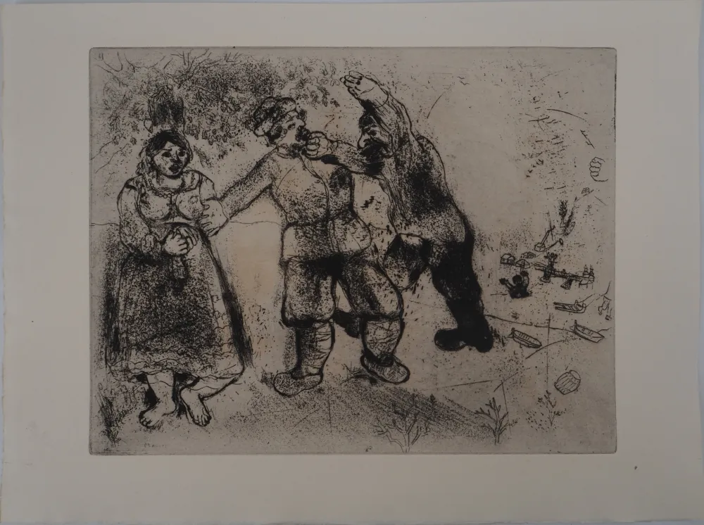 版画 Chagall - Le conflit (Grigori va-toujours-et-tu-n'arriveras-pas)