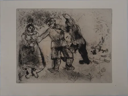 版画 Chagall - Le conflit (Grigori va-toujours-et-tu-n'arriveras-pas)