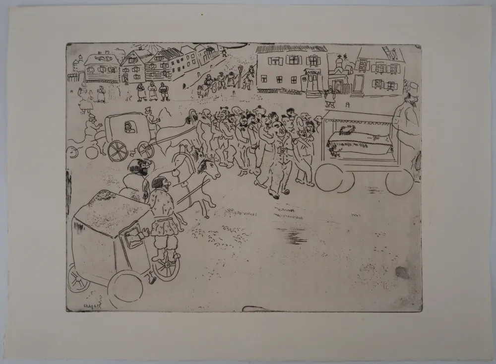 版画 Chagall - Le convoi funèbre (L'enterrement du procureur)
