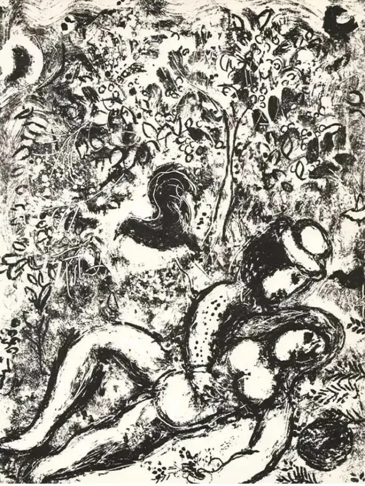 石版画 Chagall - Le couple à l'arbre